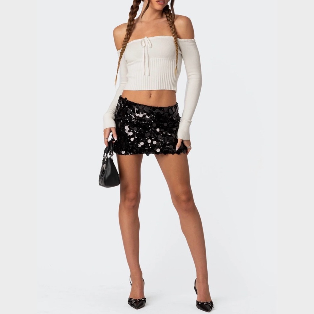 Edikted Sabina Low-Rise Sequin Mini Skirt